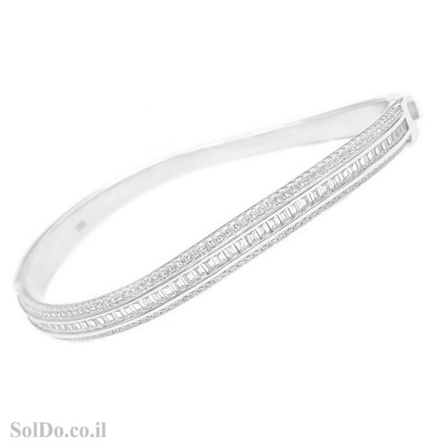 צמיד קשיח מכסף משובץ אבני זרקון Z3174 | תכשיטי כסף 925 | צמידי כסף