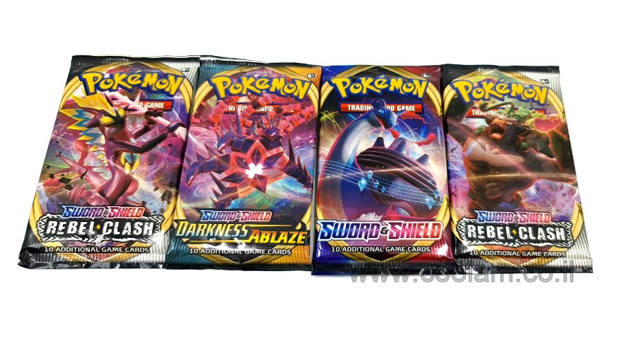 קלפי פוקימון - סט של 4 בוסטרים חרב ומגן מעורב - Sword and Shield