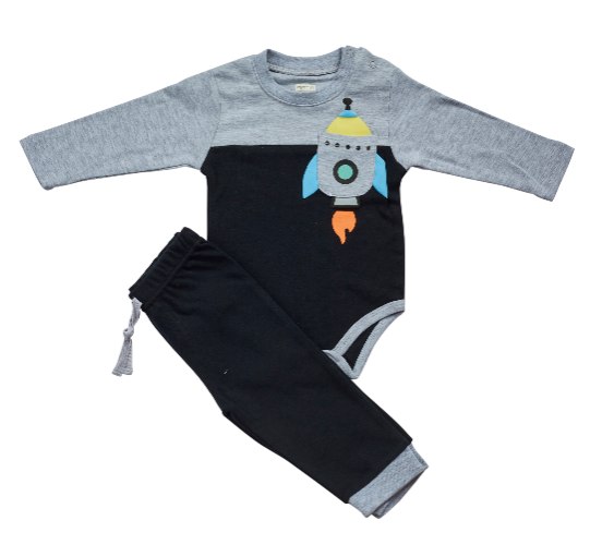 חליפת מעבר חללית אפור מלאנג' ושחור