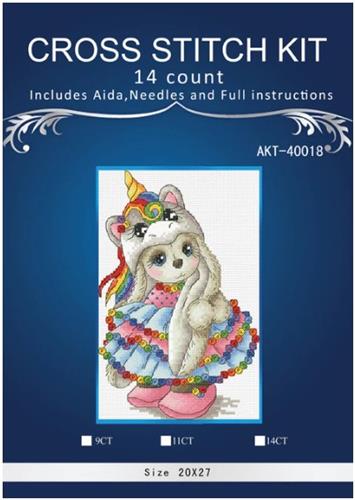 ריקמה איקסים - ארנבונית חד קרן 20X27 ס"מ