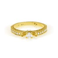 טבעת זהב 14Kוינטאג' משובצת יהלומים 0.50 קראט