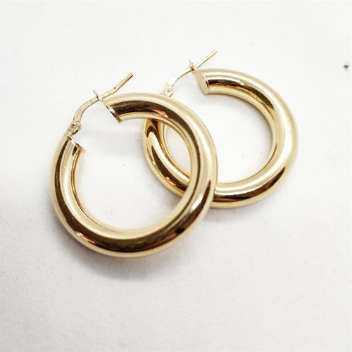 עגילי חישוק עבה גדול זהב