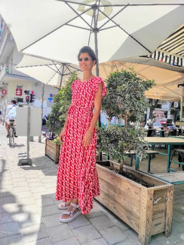 שמלת אנני -אדום פרינט