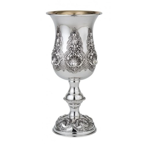 גביע קידוש כסף טהור דגם אקסטרה מניפה | רקוע עבודת יד