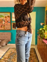 חולצת קשירה תחרה שחורה M/L