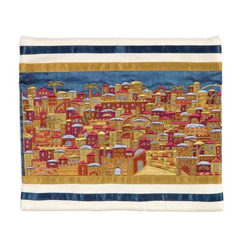 כיסוי לטלית רקמה מלאה ירושלים צבעוני
