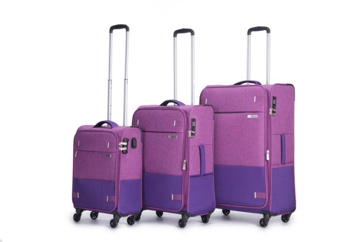 סט 3 מזוודות SWISS בד איכותיות קלות במיוחד עם מנעול TSA - סגול