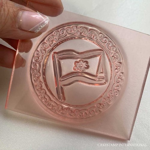 תבנית - עצמאות  דגל במסגרת עגולה - לשוקולד ולבצק סוכר עצמאות שמח 2021