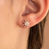 עגילי זהב 14 קראט 0.36 קראט יהלומים 811443 - מחיר מבצע! 