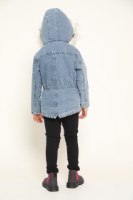 ג'קט ג'ינס פרווה בנות לבן