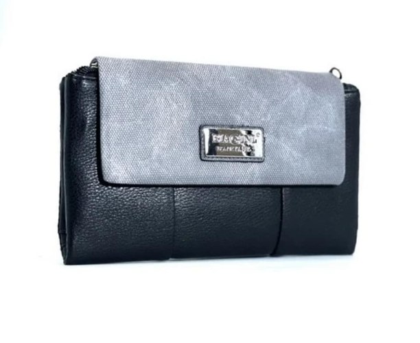 ארנק דמוי עור גדול שחור/אפור 4061