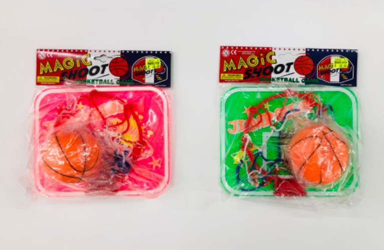 סל וכדור קטן ירוק זוהר/ורוד זוהר