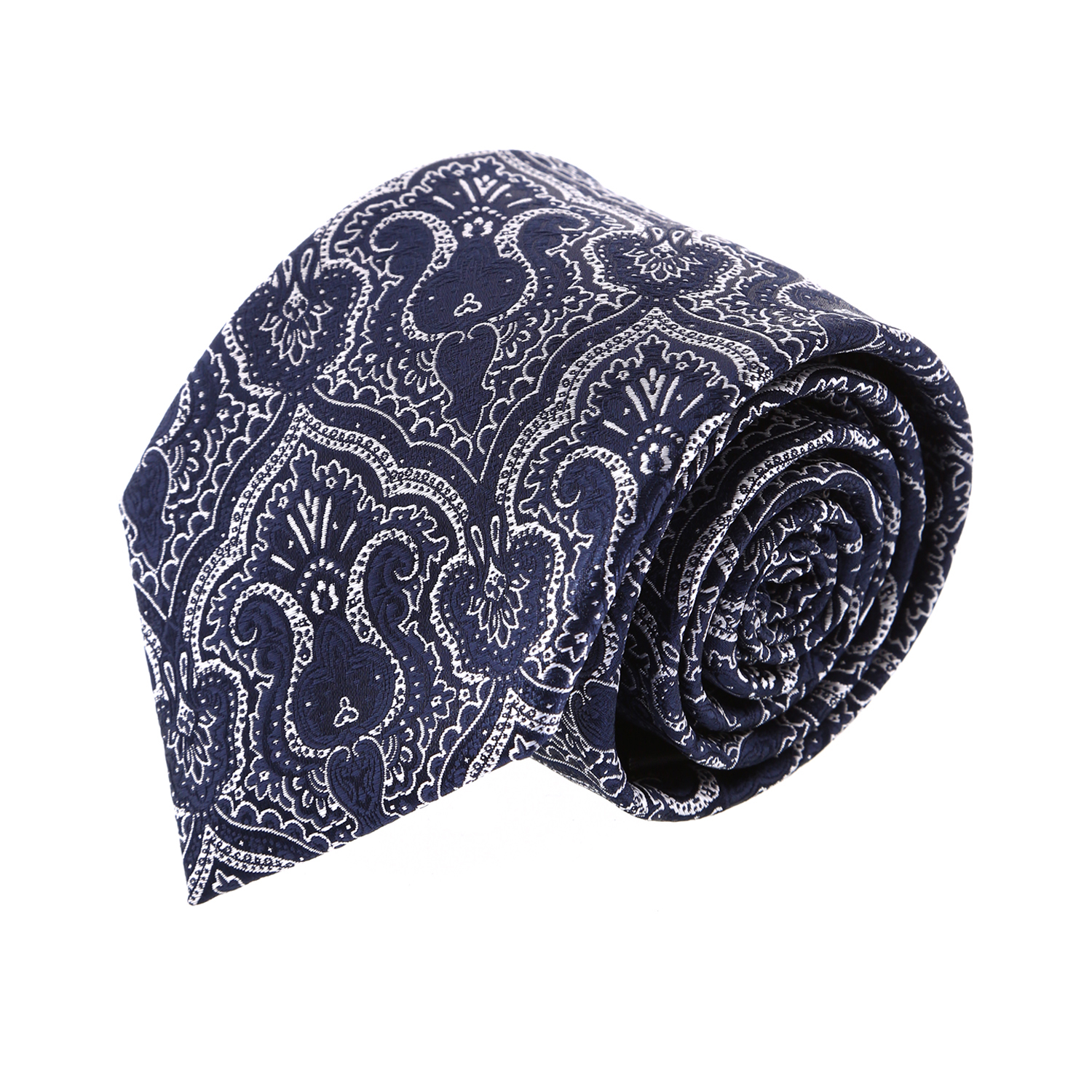 עניבה קלאסית פייזלי כחול לבן