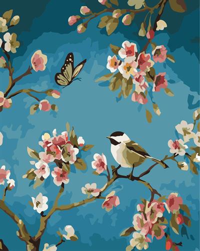 צביעה לפי מספרים - שקדיה פורחת 1