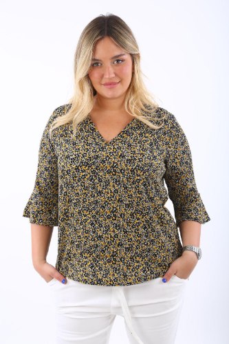 טוניקה נשים פרחוני שרוול מלמלה