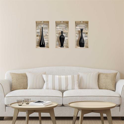 שלישיית נישות אגרטלים שחורים עם אבנים דגם 300S