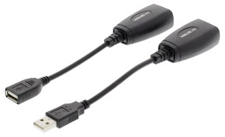 כבל מאריך דרך כבל רשת USB2.0 A לחיבור Rj45 נקבה באורך 0.2 מטר