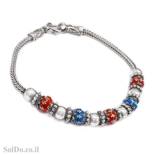 צמיד מכסף מעוצב צ'ארמים צבעוניים Z3177 | תכשיטי כסף 925 | צמידי כסף