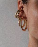 עגילי חישוק עבה זהב 14K M