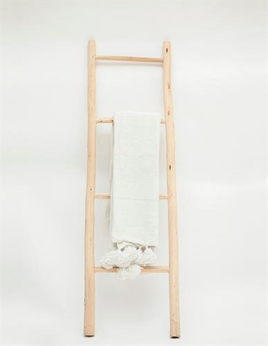 שמיכת פונפונים לבנה L