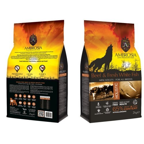 אמברוסיה אולטרא פרמיום  בוגר מיני בקר ודג לבן 6 ק"ג