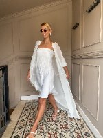 קימונו ארוך - שיפון יפני לבן