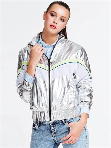 ג'קט ניילון כסוף GUESS