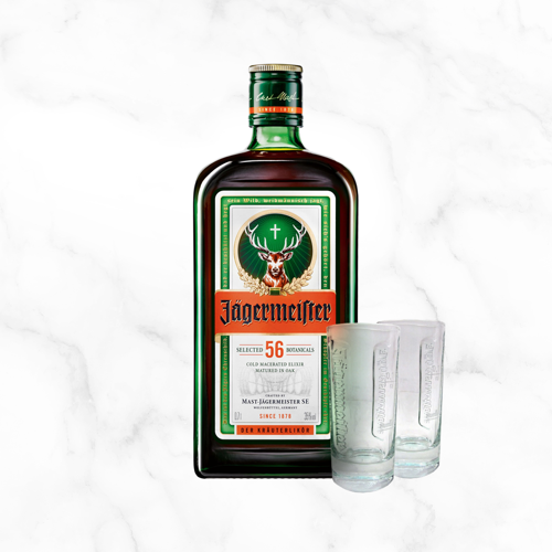 ייגרמייסטר 700 מ"ל + 2 כוסות צ'ייסר במתנה