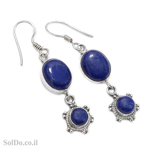 עגילי כסף תלויים בשילוב אבני לפיס לזולי  A8678 | תכשיטי כסף | עגילי כסף