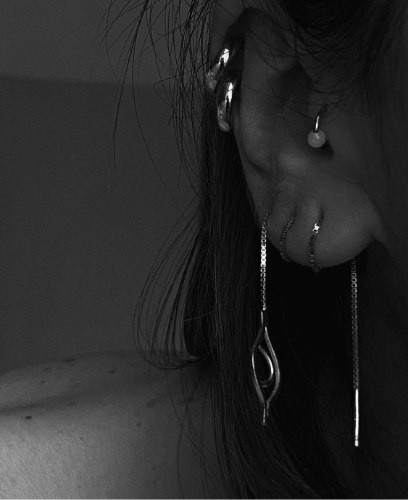 עגילי עין שרשרת כסף