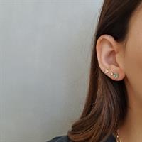 עגילי זהב יהלומים ואבן חן טורמלין טבעית