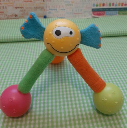 צעצוע תינוקות שמח, רעשן בד גמיש על 3 רגליים קופץ בלחיצה נעים למגע ועם חיוך חיובי במיוחד
