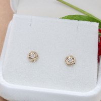 עגילי זהב 14 קראט 0.18 קראט יהלומים 88003 - מחיר מבצע!