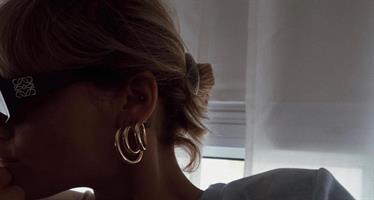 עגילי חישוק עבה זהב 14K M