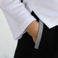 מכנסיים מדגם טרי מבד פיקפיקה בצבע שחור
