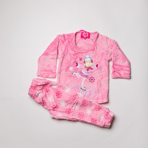 פיג'מת בנות פליז FIFI ורודה