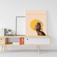 HAPPINESS- הדפס ציור על קנבס גדול