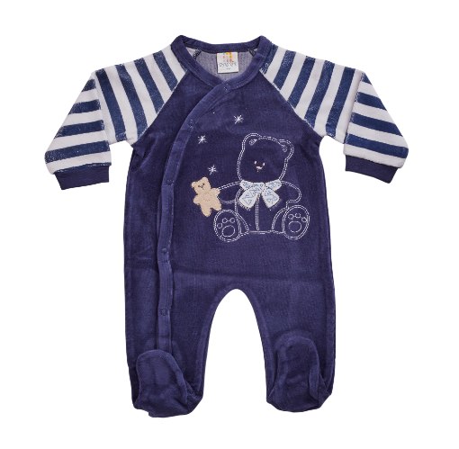 אוברול קטיפה הדפס דב+פפיון נייבי