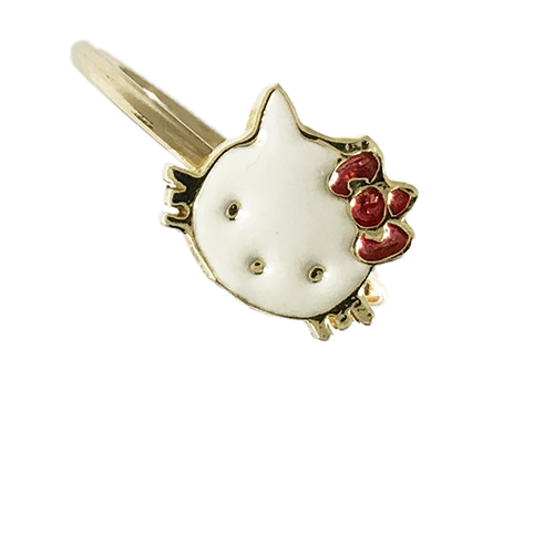 טבעת ילדות הלו קיטי זהב צהוב 14K אמייל לבן OP01140018431