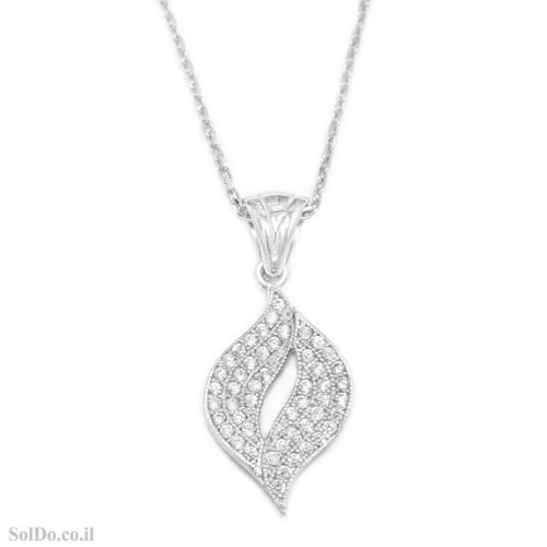 תליון מכסף משובץ  אבני זרקון T6196 | תכשיטי כסף