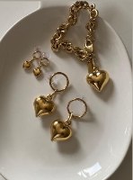 של עגילי לב רטרו ענק זהב