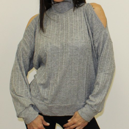 חולצה גולף ריפ פתח כתף אפור