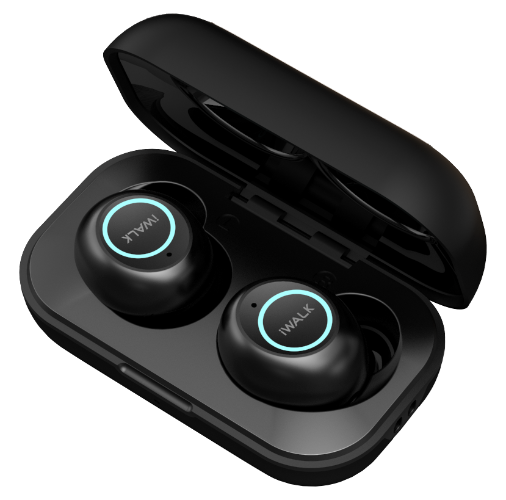 אוזניות BLUETOOTH_5 0 IWALK דגם BTA008 שחור עם קופסת טעינה