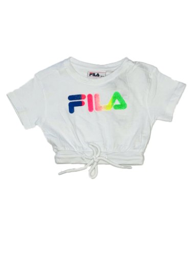 טישירט קרופ FILA לוגו צבעוני לבן 4-16