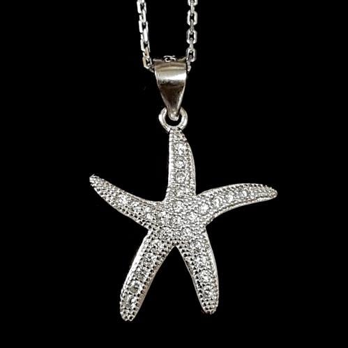 תליון כסף כוכב ים משובץ זרקונים T1032