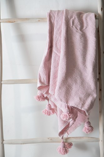 שמיכת פונפונים ורוד S