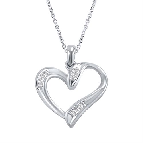 תליון ושרשרת זהב צהוב 14 קראט לב משובץ יהלומים