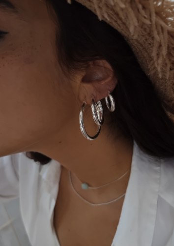 עגילי חישוק כסף עבה ג'ין