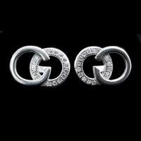 עגילי כסף צמודים שיבוץ זרקונים A4210 | תכשיטי כסף