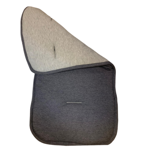 ריפודית לעגלה/לסלקל דו צדדית איכותית- 100% כותנה אורגנית עם שם התינוק - דגם אפור בהיר/כהה